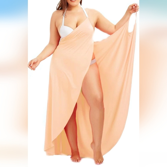 Other - Khaki Maxi Swimsuit Coverup with Strappy Design